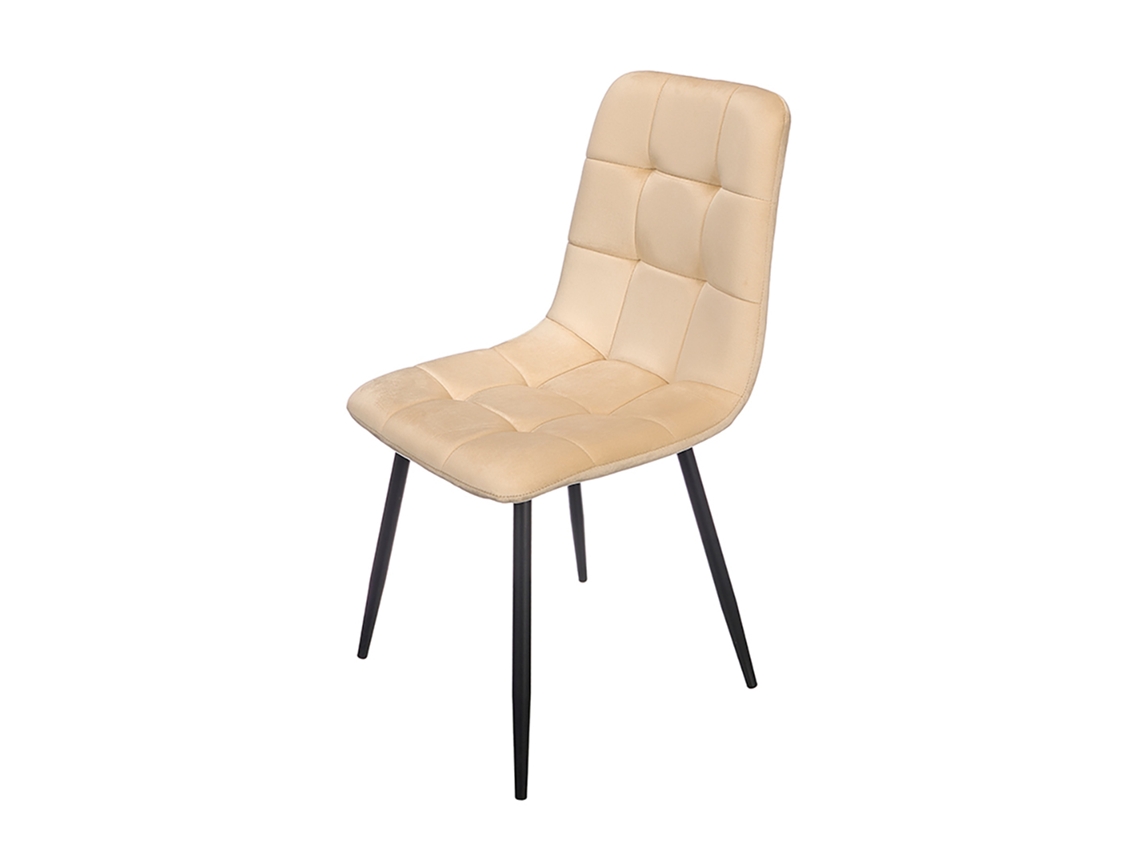 Silla Ancha De Terciopelo En Color Beige.