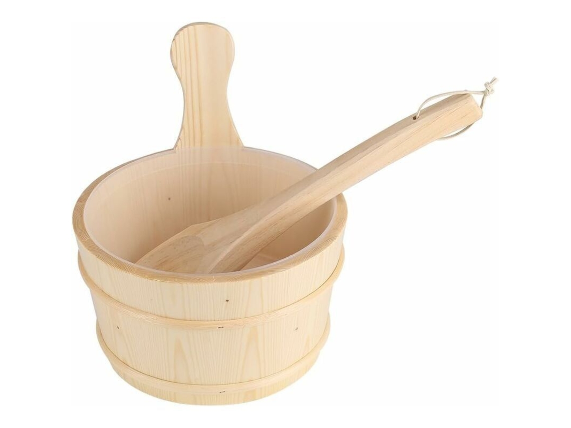 Juego De Cubo Y Taza De Madera Natural Para Sauna Y Spa - Accesorios De Baño - Regalo Ideal Para Familiares O Amigos.