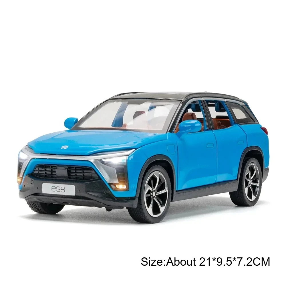 (nio Es8 Azul) Escala 1:24 - Coche en miniatura, carrocería de metal fundido a presión, puertas que se abren, alta fidelidad.