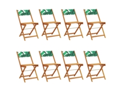 Maison Exclusive - Cadeiras De Jardim Dobráveis 8 Pcs Tecido/madeira Maciça Verde