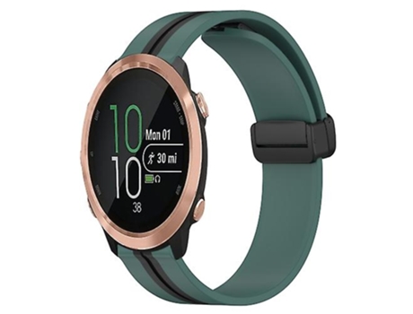 Correa Para Garmin Forerunner 645 Music 20 Mm Cierre Magnético Plegable Correa De Reloj De Silicona Verde Oliva - Negro VENISYMLIS