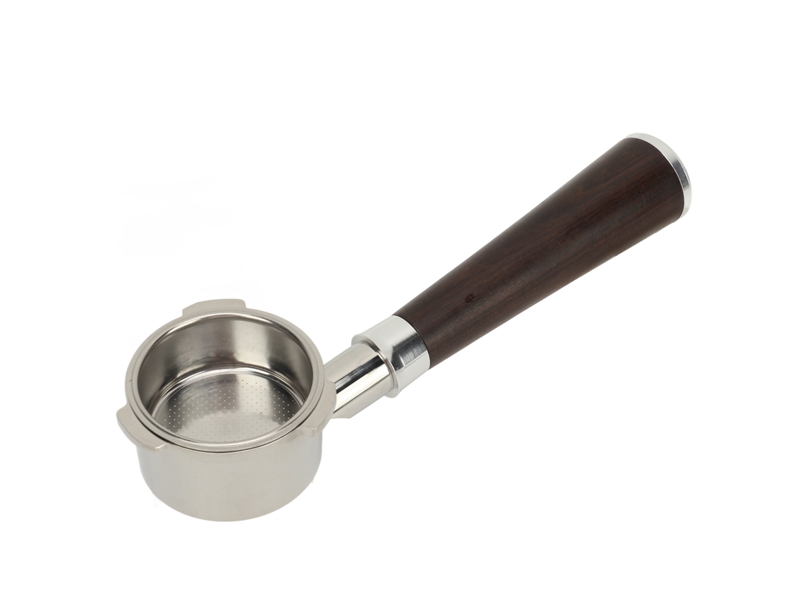 Soporte De Filtro Sin Fondo De 51 Mm Donlim, Acero Inoxidable, Madera De Palisandro, Accesorio Para Café Negro