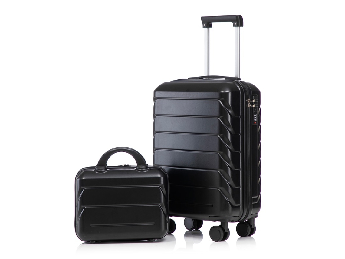 Dos Maletas Con Ruedas De Abs De 14/19 Pulgadas Con Cerradura De Combinación Y Neceser Negro.