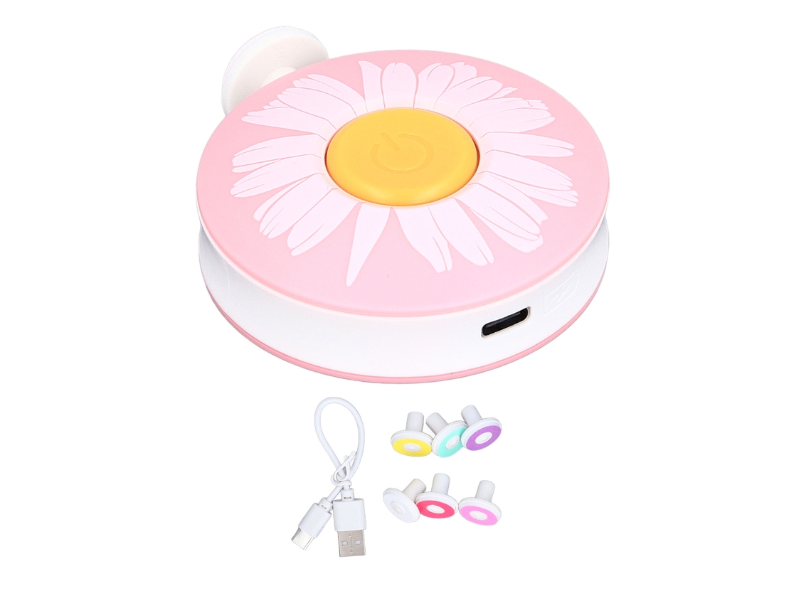 Lima De Uñas Eléctrica Para Bebés, 3 Velocidades, Rotación De 360°, 6 Cabezales, Rosa, Silenciosa.