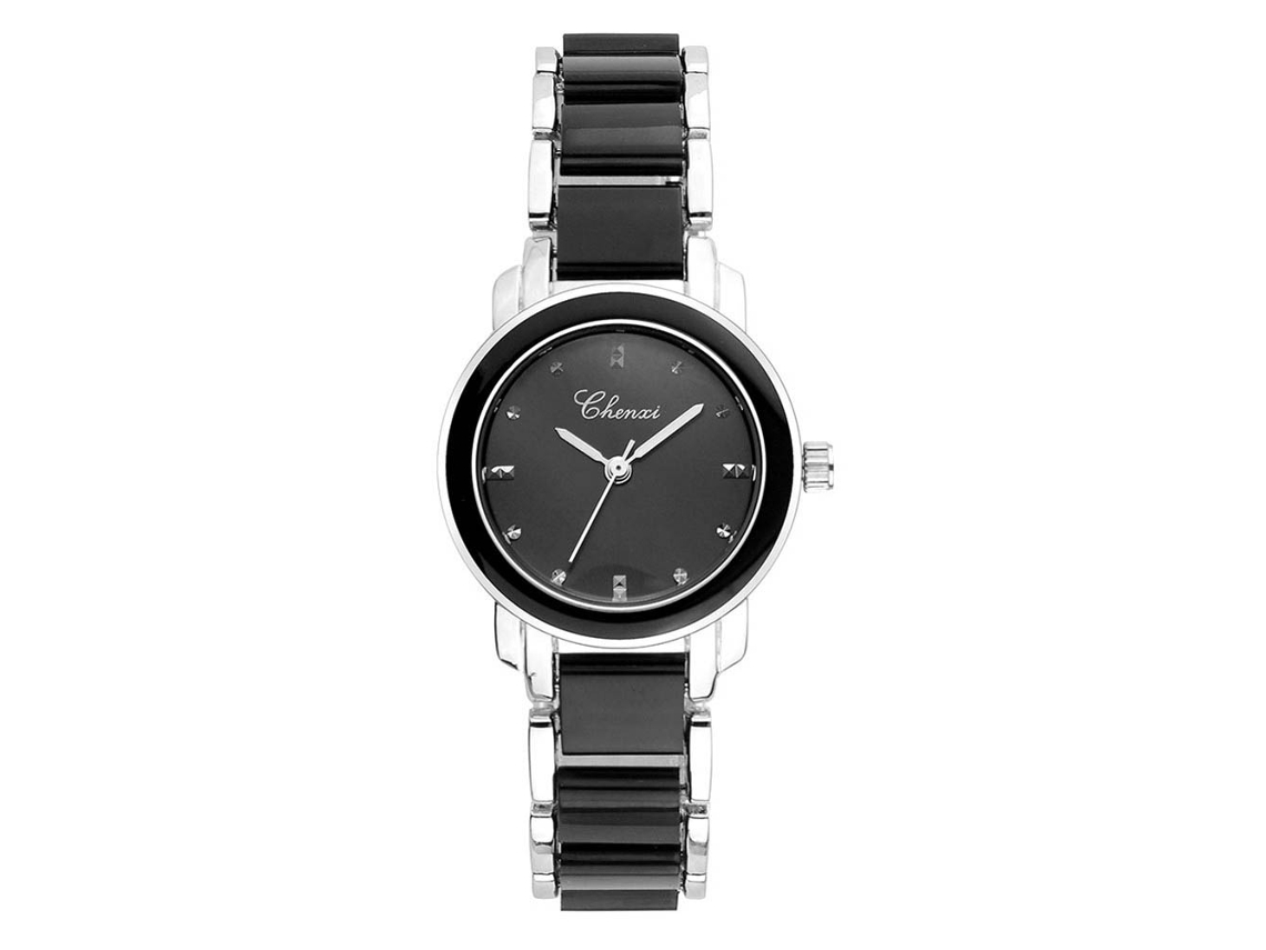 Reloj De Pulsera Para Mujer De Cerámica Y Acero Inoxidable Con Diamantes De Imitación, Estilo Moderno.