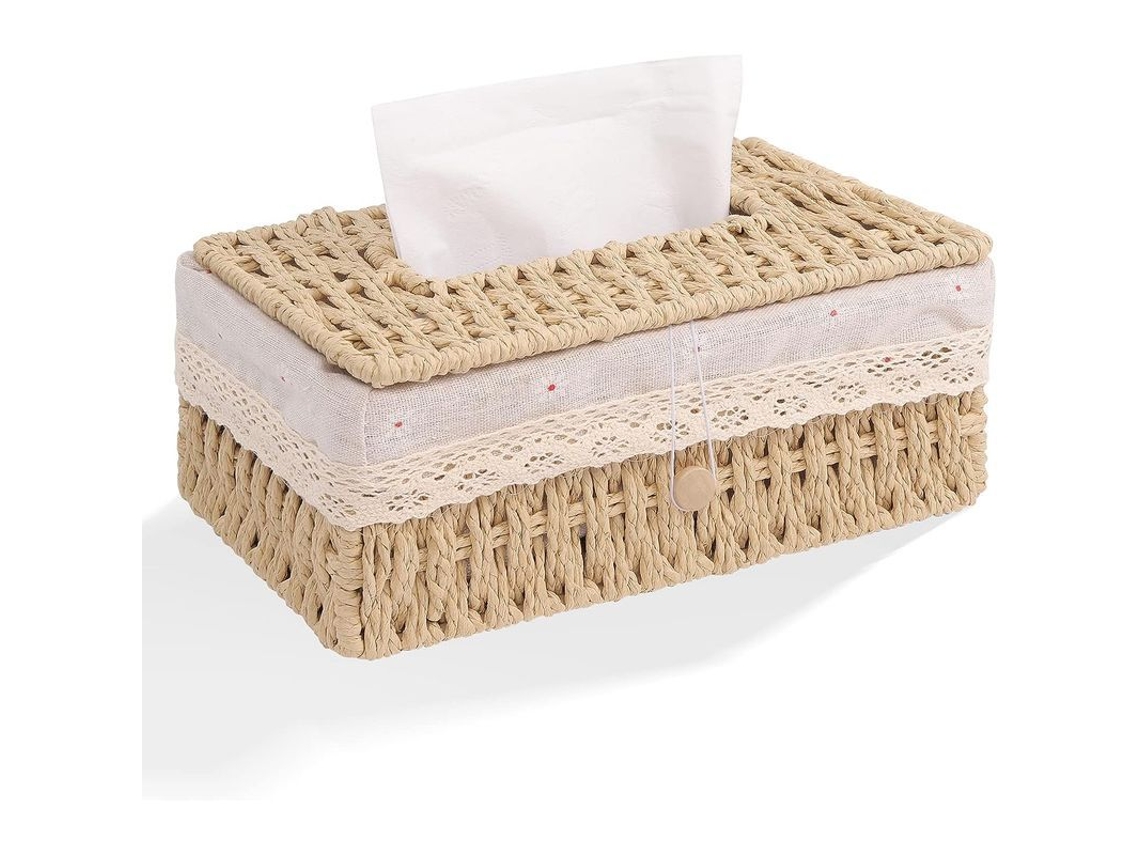 Caja Decorativa De Papel Fino Para Toallas Con Forro, Ideal Para El Hogar, Baño, Oficina U Hotel, 24x14x10cm.