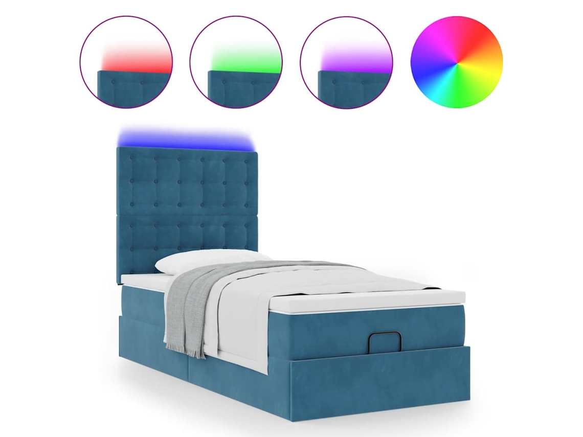 Maison Exclusive - Estructura Cama Otomana Colchones Terciopelo Azul Oscuro