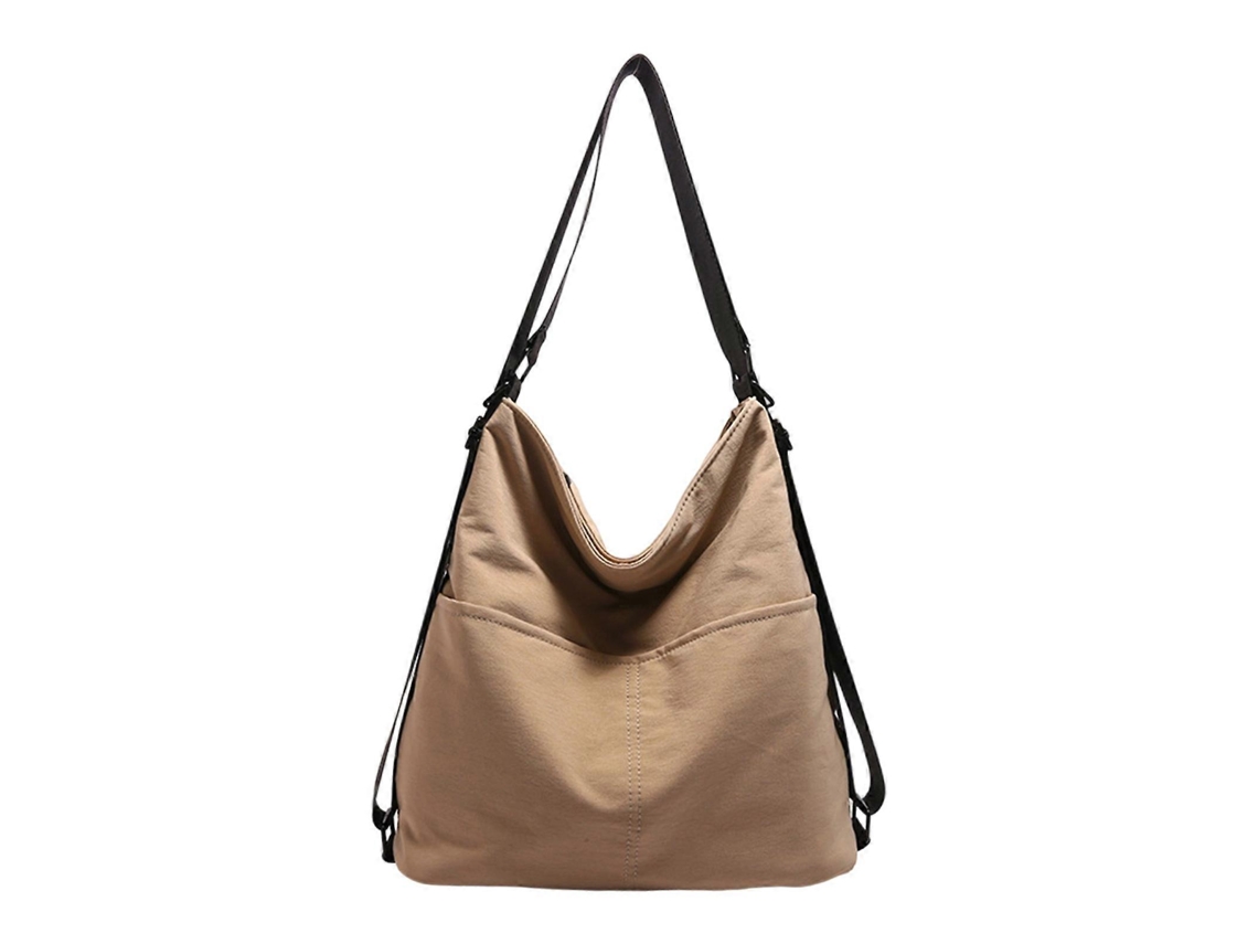 Bolso bandolera sencillo para mujer, estilo mochila informal de nailon, ideal para estudiantes y para uso diario. Color: Caqui.