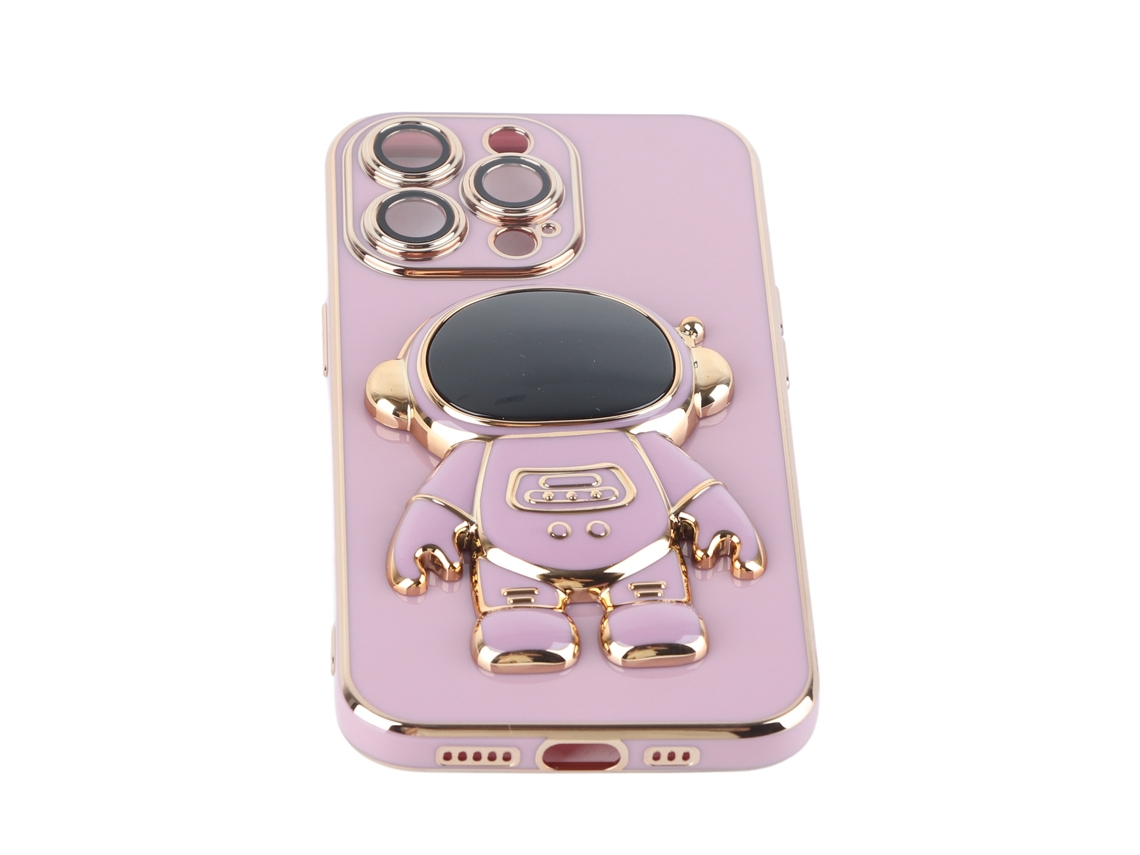 Capa De Telefone Com Suporte Astronauta Eletroplacada Para Iphone Com Protetor De Lentes Tpu