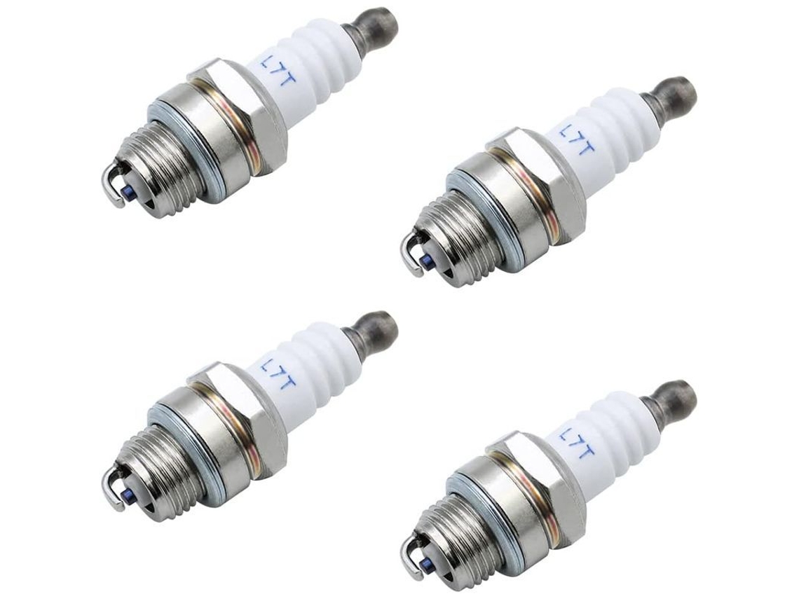 Kit universal Rebe-bujías Linjou L7t de 4 piezas para motores de 2 tiempos de cortacéspedes, desbrozadoras y motosierras.