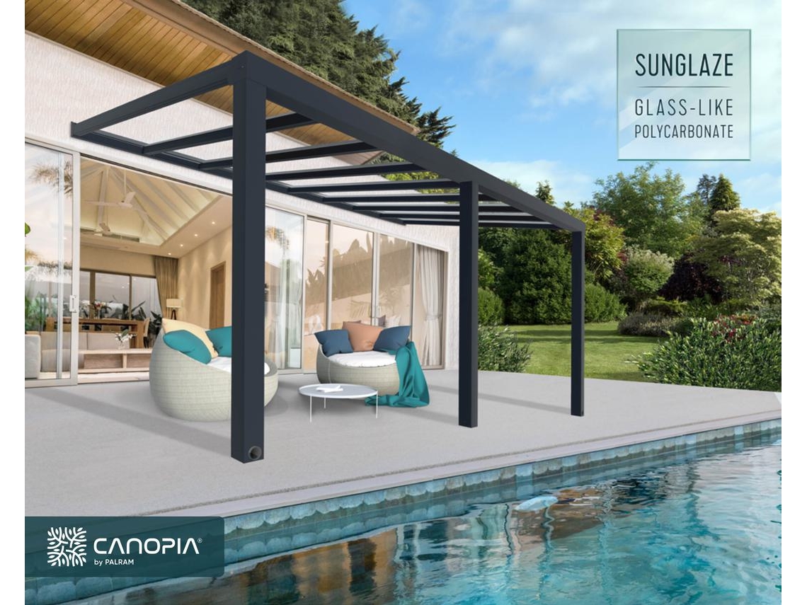 CANOPIA Pérgola Stockholm Premium Cubierta para Terraza de Aluminio 3,4X6 m Transparente