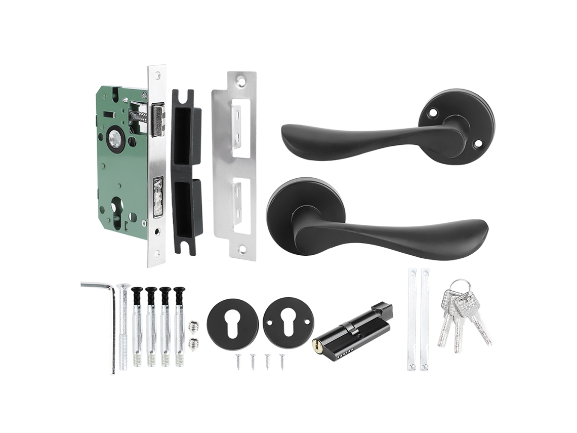 Juego De Cerradura De Puerta De Aluminio Espacial Con Llave, Manija De Puerta Interior, Herrajes Modernos
