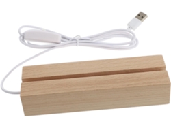 Base Led Madera Haya, Soporte Placa Luz Usb Luz Cálida, Lámpara Mesilla Portátil Dormitorio.
