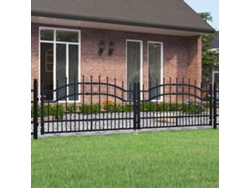 Puerta de cerca con punta de lanza de acero con recubrimiento en polvo negro Wsd59709 Lovely Home