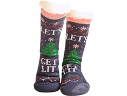 Calcetines Suaves Y Calientes De Invierno Para Niñas Con Patrón Navideño, Tejido De Pelo Espeso Y Acogedor