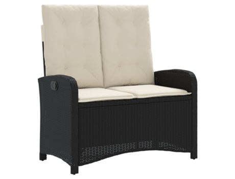Sillón reclinable de jardín VIDAXL con cojines ratán sintético negro