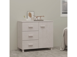 Aparador Hamar Madera Maciza De Pino Blanco 90x40x80 Cm