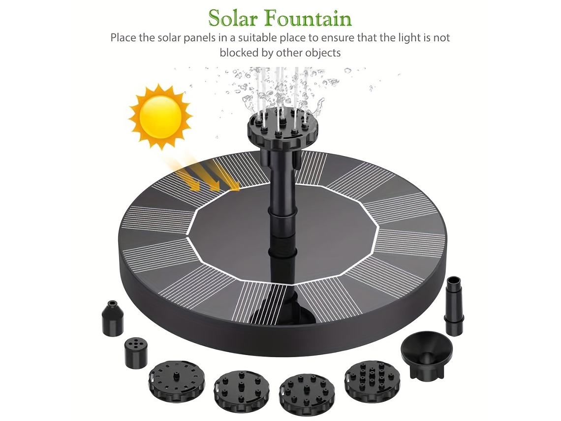 Bomba de agua solar de 1,5 W con 6 boquillas para jardín/estanque de peces Siurn