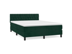 Maison Exclusive - Cama Box Spring Con Colchón Terciopelo Verde Oscuro 140x190 Cm