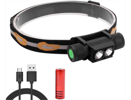 Linterna frontal LED ajustable, recargable y extraíble con 6 modos de iluminación y brillo de 1200 lúmenes (negro) BISBISOUS