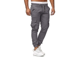 Fasst-pantalones Cargo Para Hombre Con Cintura Elástica Y Bolsillos Slim Fit Deportivos De Mezcla De Algodón Con Puños