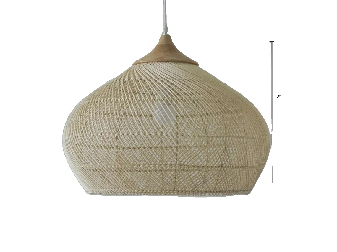 Lámpara colgante Boãªmia, casquillo E27, madera y ratán, 60 cm de diámetro, sin bombilla, D60x45 OEM