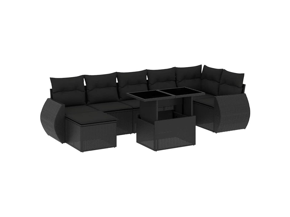 Maison Exclusive - Set De Sofás De Jardín 8 Piezas Y Cojines Ratán Sintético Negro