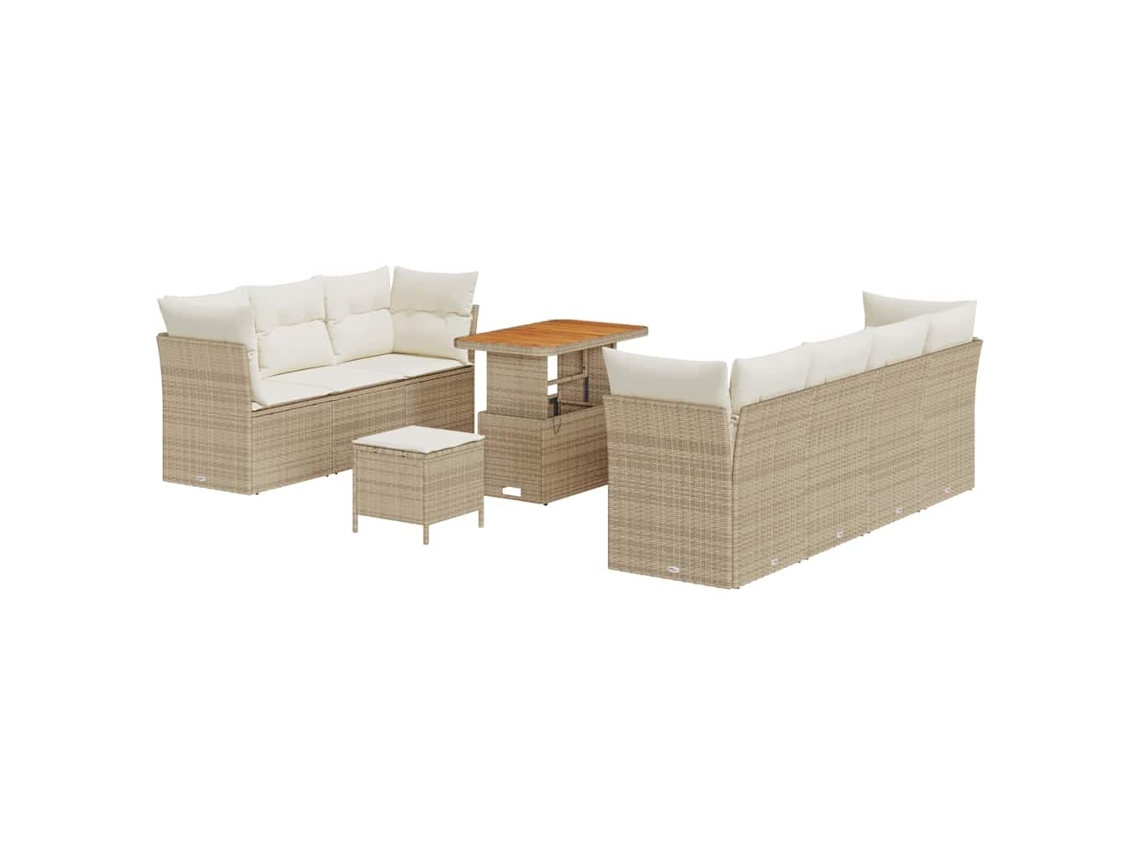 Maison Exclusive - Conjunto De Sofá De Jardín Con Cojín 10 Pcs Beige Y Crema