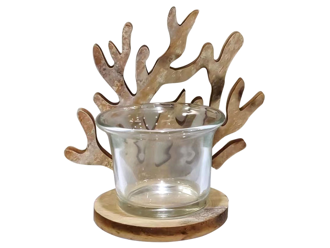 Portavelas SIGNES GRIMALT Coral Madera 7x10x11 cm