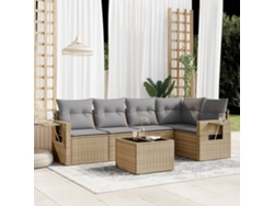 Conjunto de 6 sofás de jardín con cojines de mimbre beige Dkd Home Decor