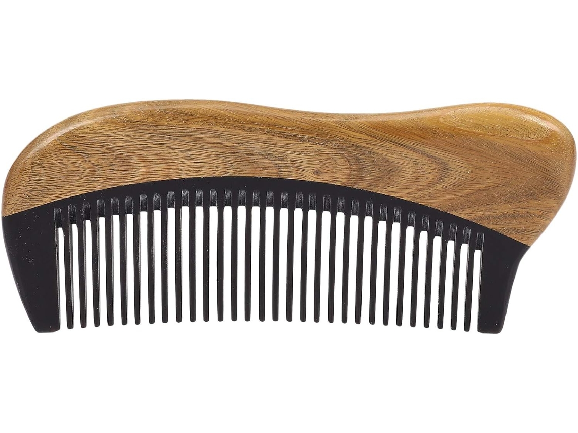 Peineta De Madera Verde Natural - Dientes Sin Estática, Cuerno Negro (madera Verde)