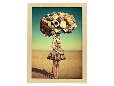 NACNIC Poster Moda Reciclada En Estilo Surrealismo Cinematográfico Ilustraciones Y Grabados De Historieta Abstracta Y Artística A3 Marcos Madera