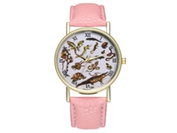 Reloj Analógico De Cuarzo Unisex Para Parejas Con Correa De Cuero Pu Rosa
