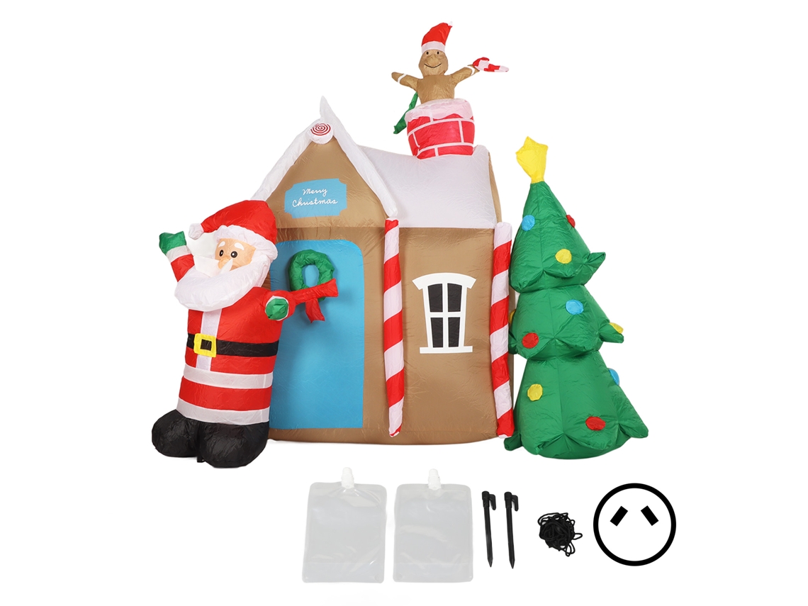 Casa inflable de árbol de Navidad con iluminación LED, decoración para jardín