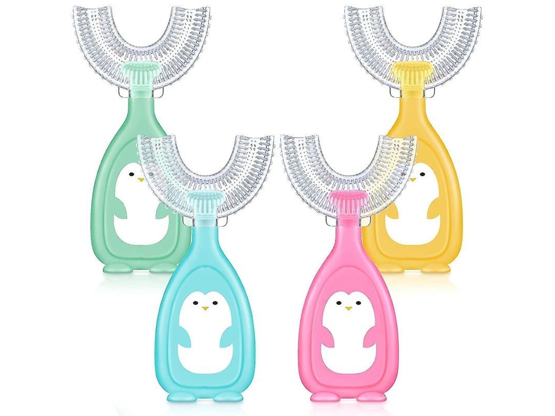 Juego De 4 Cepillos De Dientes En Forma De U Para Niños De 2 A 6 Años, Con Cabezal De Silicona Suave Y Diseño De Limpieza De 360 Grados Para Bebés Y Niños Pequeños.