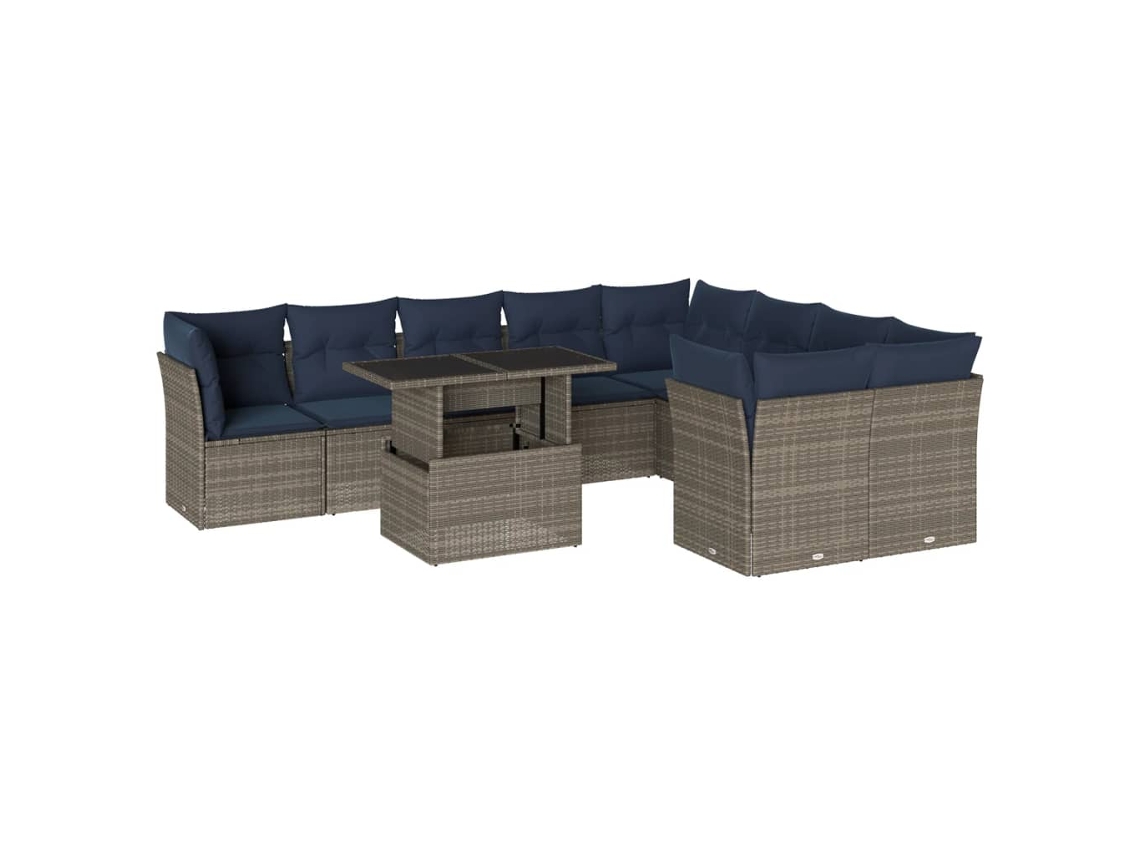 Maison Exclusive - Conjunto De Sofá De Jardín De 10 Piezas Con Cojines, Poliratán Gris