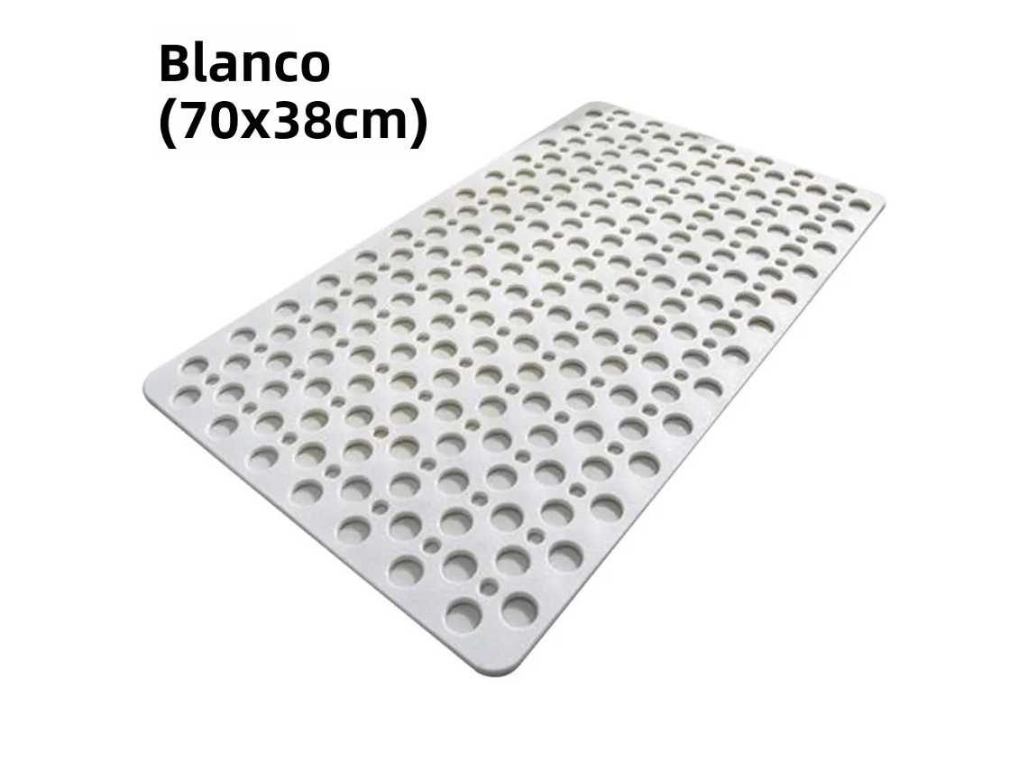 Alfombrilla De Ducha Extragrande, Antideslizante Y Transpirable, Color Blanco (70 X 38 Cm), Con Ventosa Fuerte Y Material Tpe Resistente Al Moho.