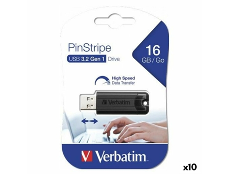 Pendrive VERBATIM Pinstripe (Negro - 16 GB)