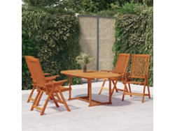Juego de comedor de jardín de 5 piezas en madera maciza de eucalipto DKD Home Decor