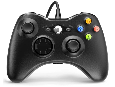 Controlador con cable Controlador de juego con vibración turbo dual Compatible con Xbox 360/360 Slim y Pc Windows 7,8,10,11 Negro YIZHOOD