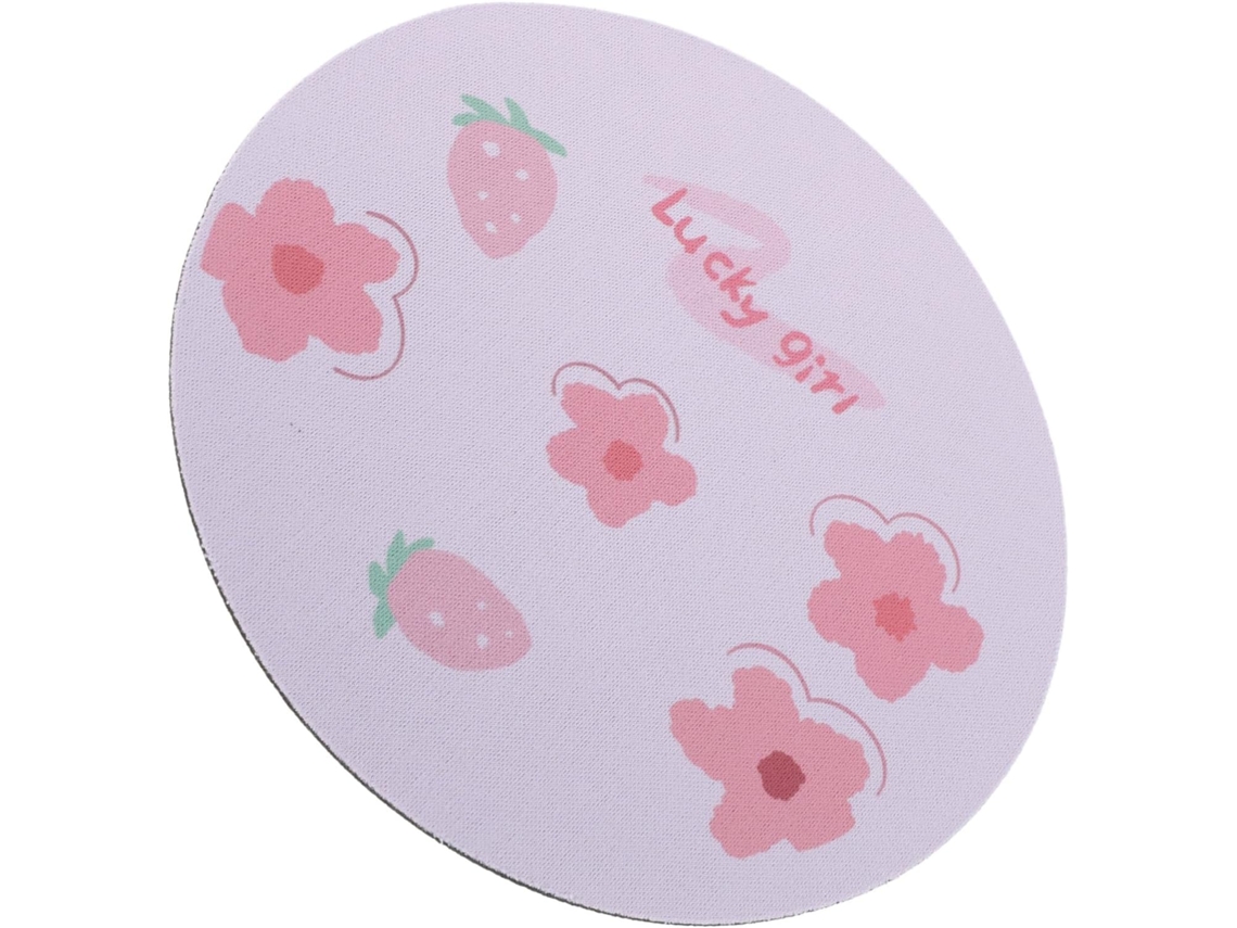 Alfombrilla de ratón de escritorio Kawaii antideslizante con estampado de fresas, superficie suave y duradera para uso en la oficina.