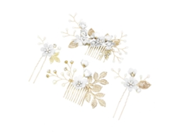 Juego de 4 peinetas para boda, con diseño floral y piedras, pinzas para el pelo para novia, accesorios para vestido de novia (azul)