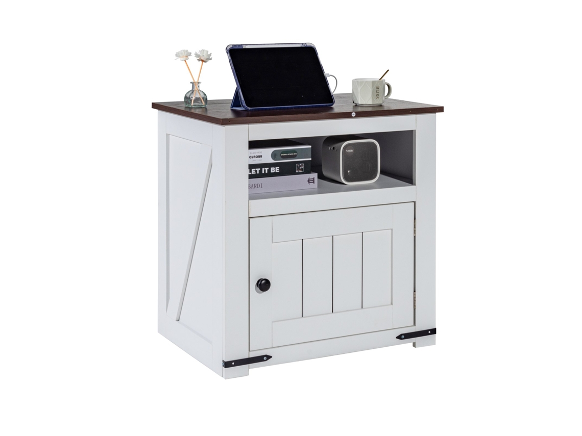 VEVOR Mesa de 610 x 457 x 608 mm con Puertos USB y Tomas de Corriente, Blanco