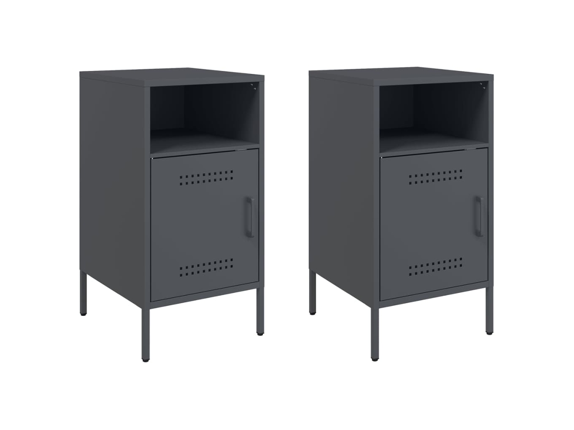 Maison Exclusive - Mesitas De Noche 2 Unidades Acero Gris Antracita 36x39x68 Cm