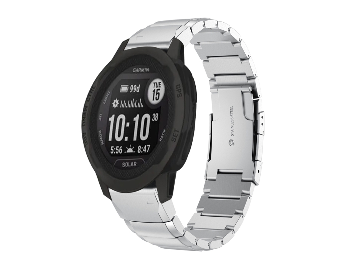 Pulseira para Garmin Instinct 2x Solar - Aço Inoxidável - Estampa de Capacete Tartaruga (26mm) Preta