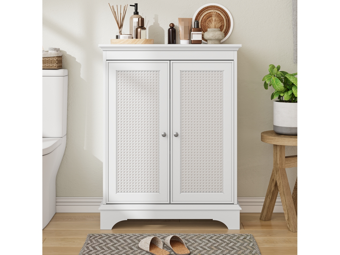 Mueble de baño BGA STORE con almacenaje, blanco, con puerta de cesta y estante ajustable, diseño moderno