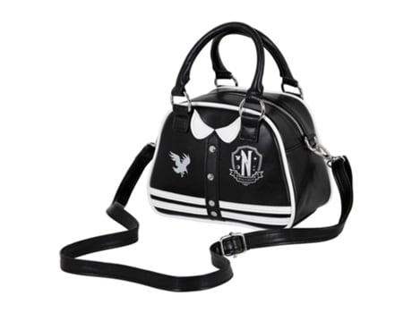 Miércoles Varsity Casual Bolso Bowling Fashion, Negro KARACTERMANIA