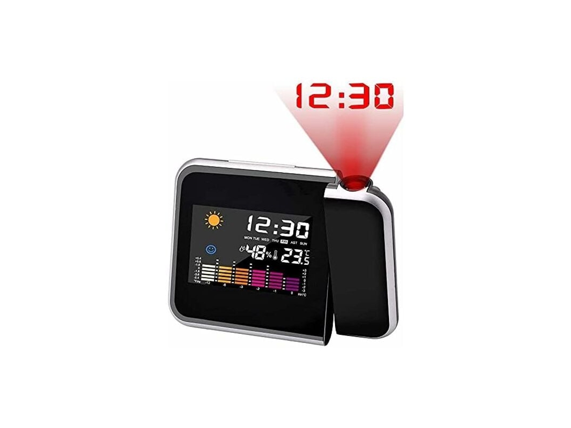 Reloj despertador con proyección en el techo, digital, LCD, temperatura, datos, USB, 12/24h. Kofihety