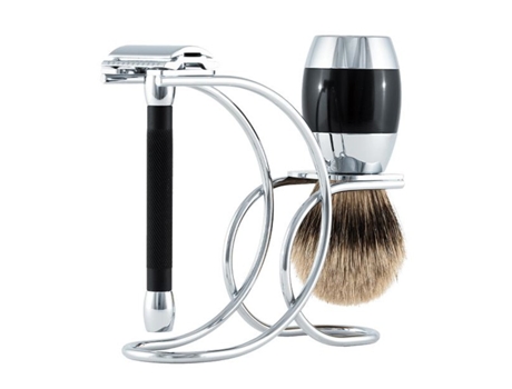 Dovo Shaving Set 38C 1 Sample Blade Chromeplated, Polished 3 Pieces MERKUR