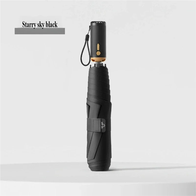 (preto 6k) Novo Guarda-chuva Dobrável Ultraleve Grande, Proteção Contra Sol E Chuva, Com Interface Usb